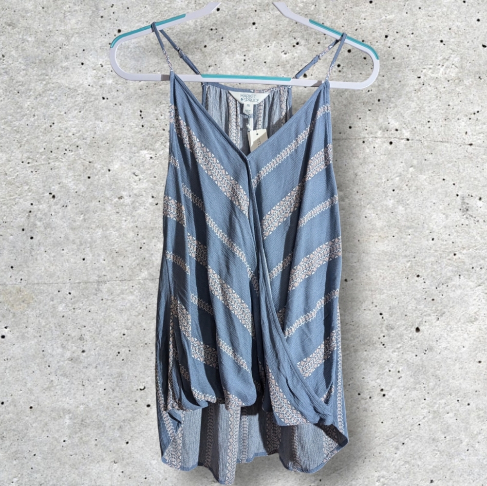 Market & Spruce Blue Striped Tank Top